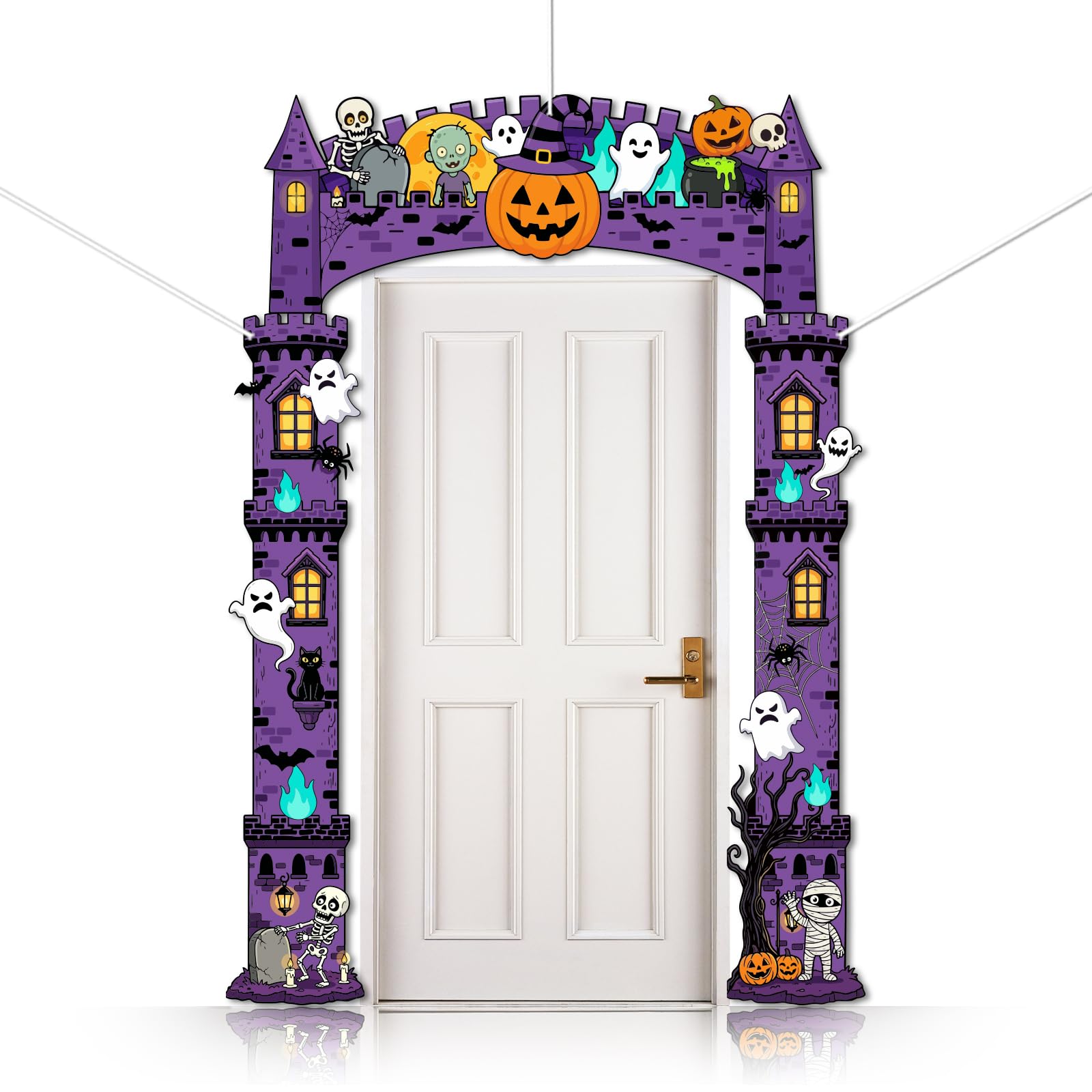 CUTHOLLOW 3Pcs Haunted Pumpkin Themed Decorations Porch Sign Banner