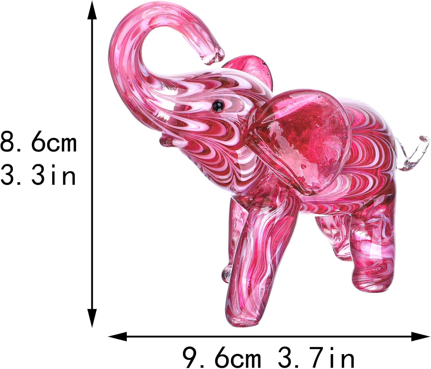 Handmade Pink Elephant Figurine Collectibles Glass Blown Wild Animal Ornament Good Luck Decorations for Home Accent Sculpture,Living Room Table Centerpiece(Small) : Home & Kitchen
