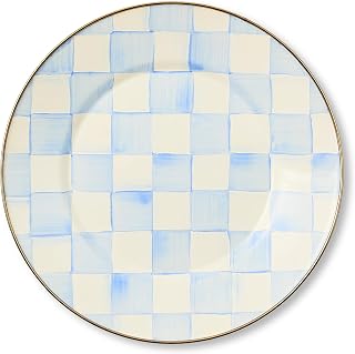 MACKENZIE-CHILDS Enamel Dinner Plate, Light-Blue-and-White Sky Check