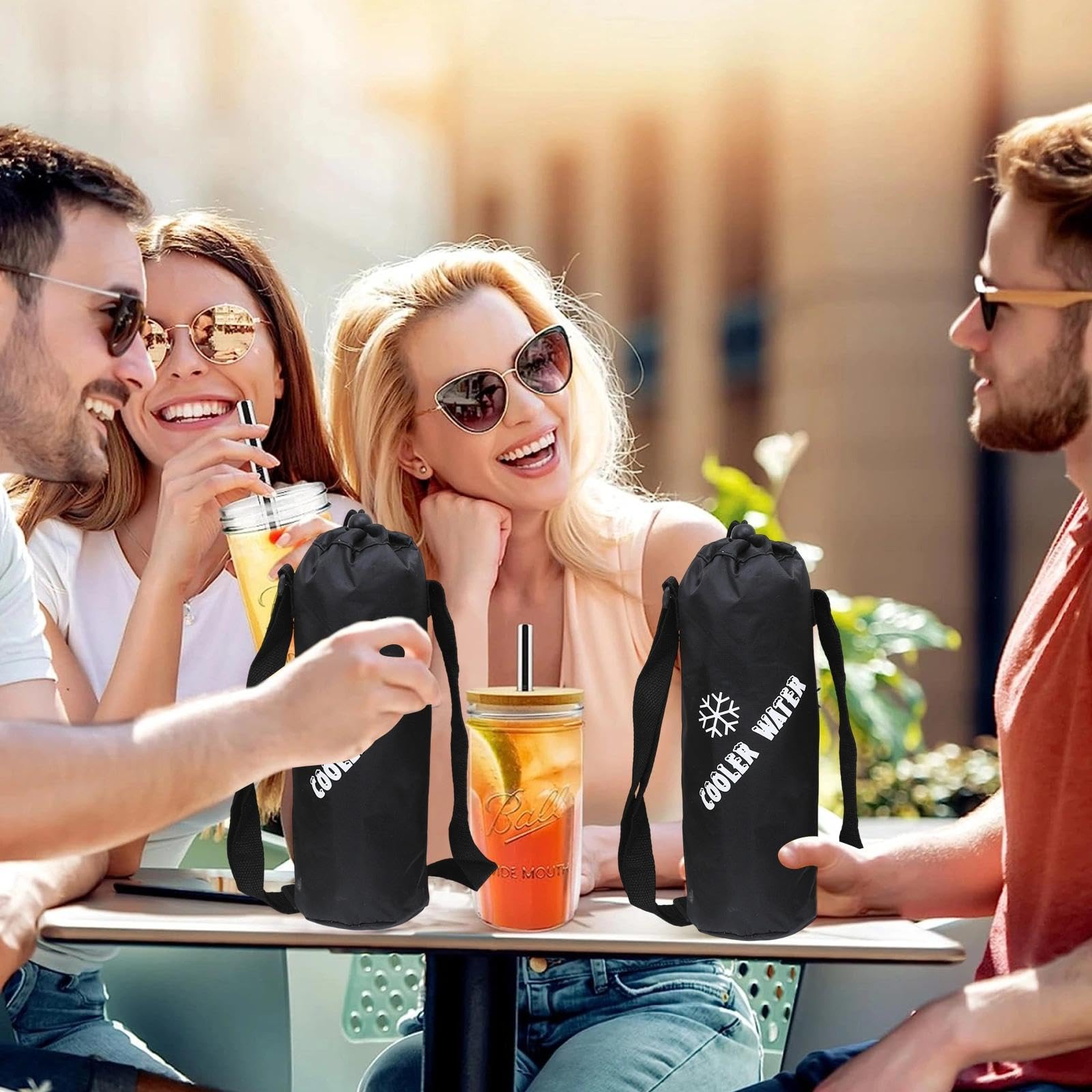 2PCS Borsa per Bottiglia Termica, Borsa Termica per Bevande con Tracolla Regolabile, Borsa Portatile per Bottiglia D'acqua Piccola, per Esterni, ViaggiS