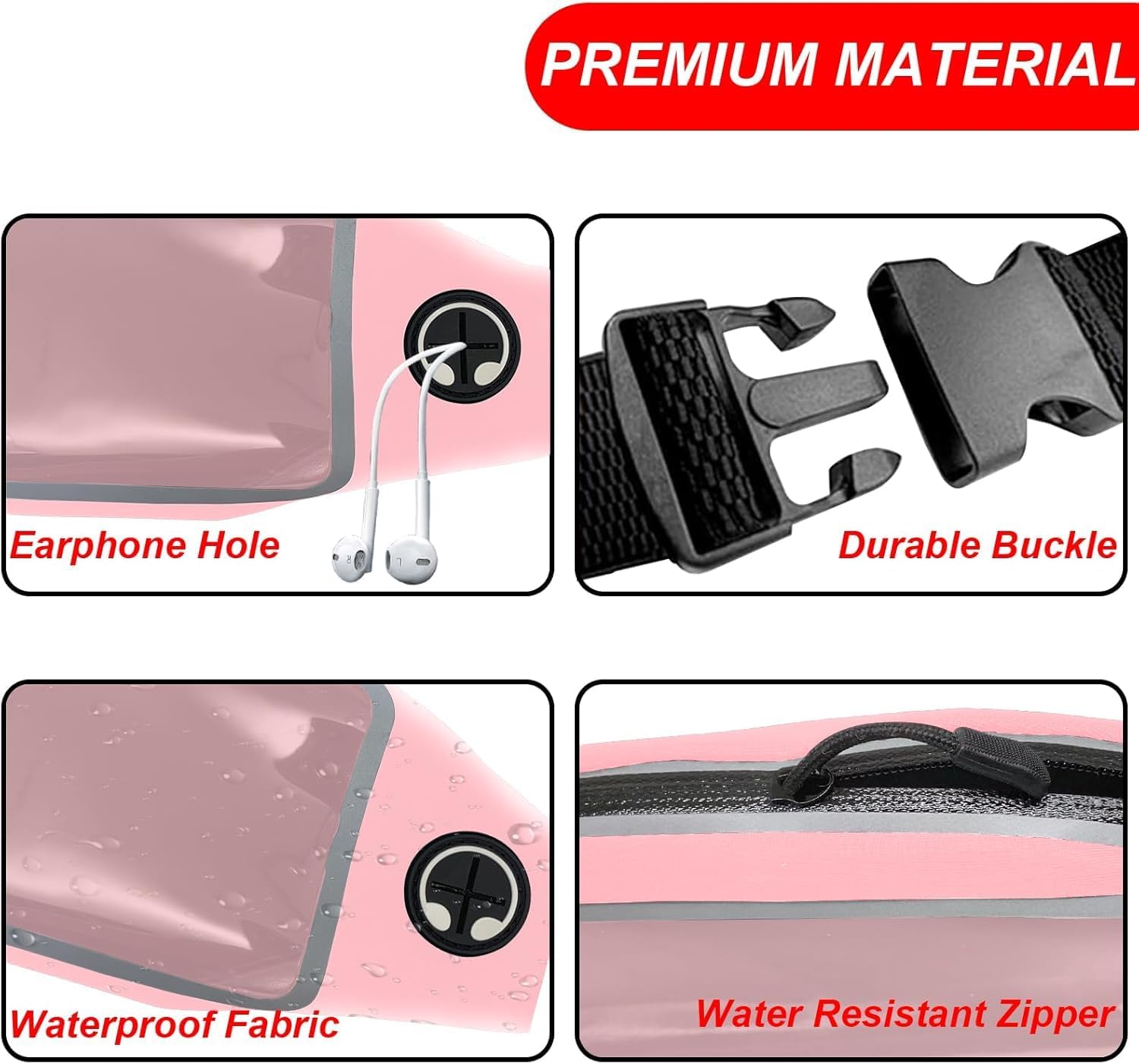 Running Belt,Fanny Pack Fits Phones UP to 6.5" for Women Men,Pink image 4
