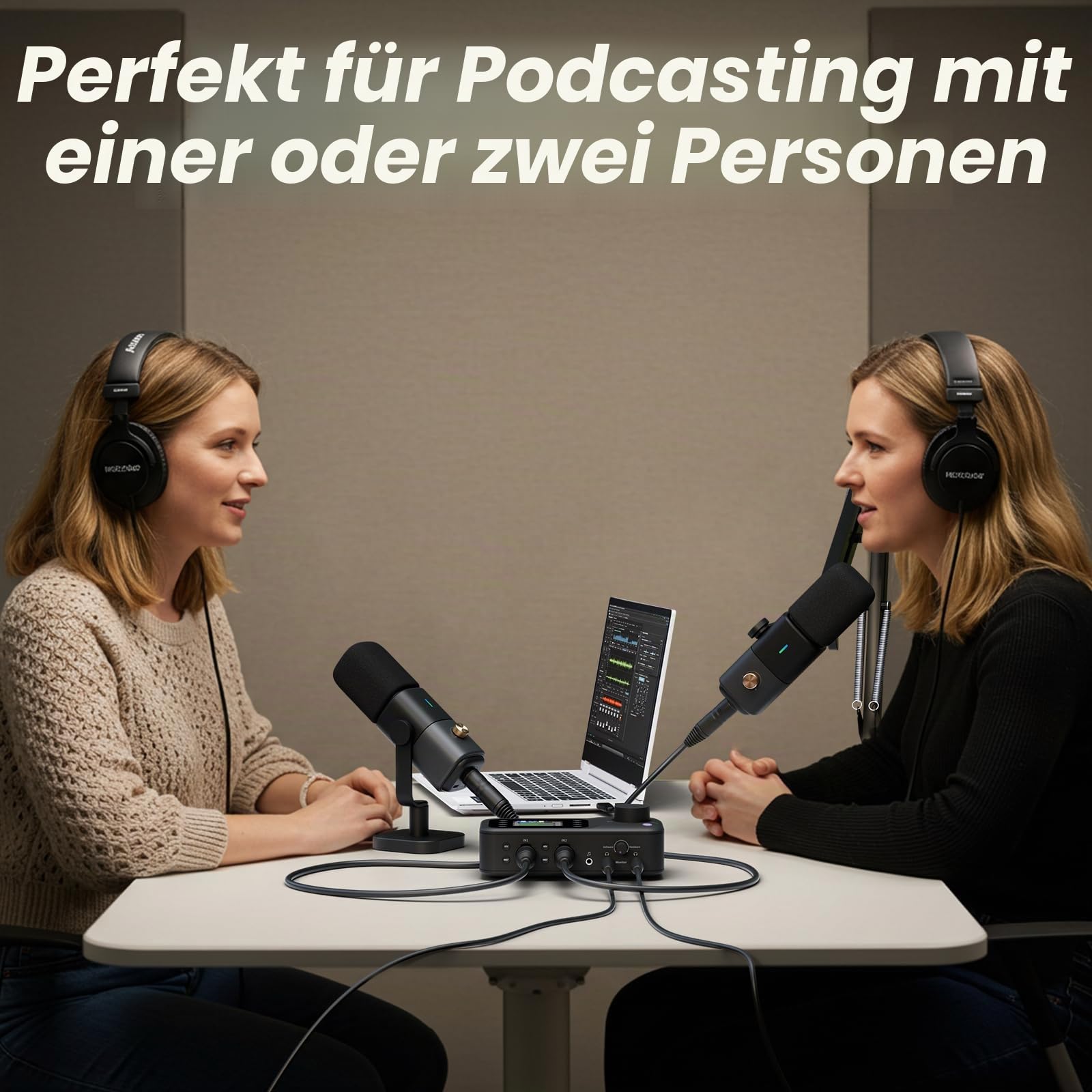 NearStream AMIX40U 10-Kanal USB-Audio-Interface und Audiomixer für PC | Zwei XLR-/6,35-mm-Eingänge mit 48-V-Phantomspeisung,Bluetooth 5.3, ein 2"LCD-Display für Podcast-Aufnahmen und Live-Streaming