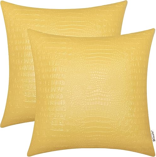 Miniatura 129 de BRAWARM Fundas de almohada de piel sintética de 16 x 16 pulgadas, paquete de 2 fundas de almohada de cuero plateado, almohadas decorativas de piel