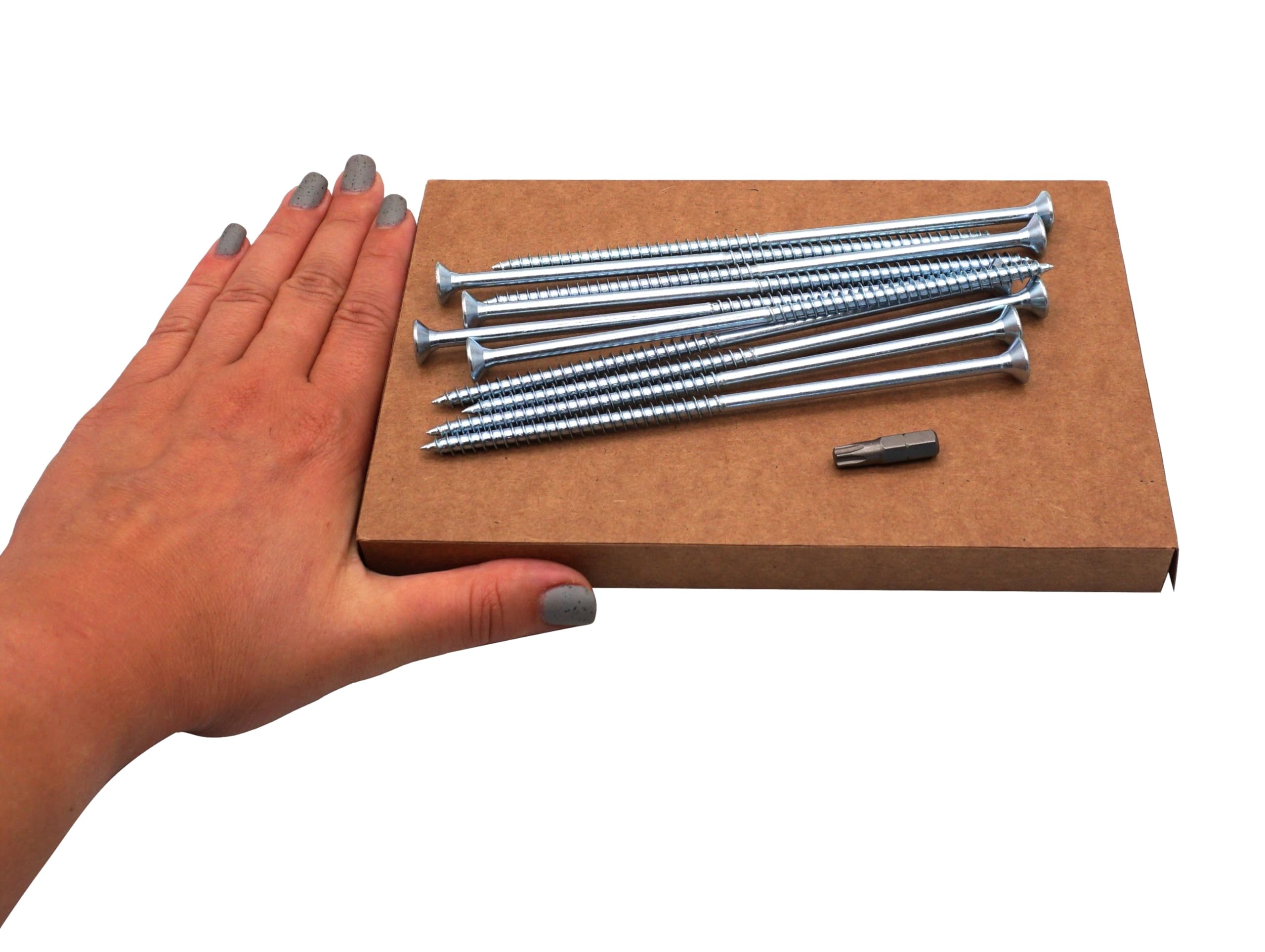 SKIR'CO (10 pcs) Zinc Plated Steel Wood Screws 6.0 x 150 mm, Torx Countersunk Head Screws, Chipboard Screws, Partially Threaded - Image 4