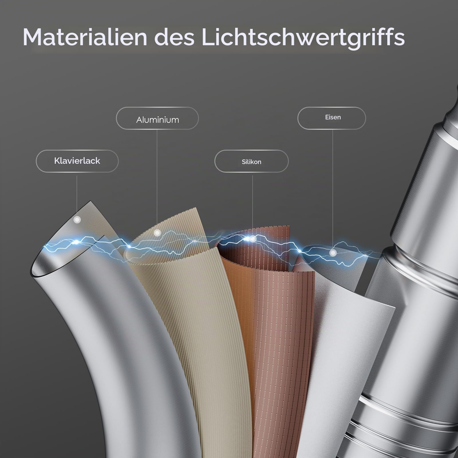 Lichtschwert 2er, Laserschwert für Kinder und Erwachsene 2-in-1 RGB 15 Farbe USB wiederaufladbares schwarzes Metallgriff Schwert, passend für Halloween Weihnachten Cosplay, Silber