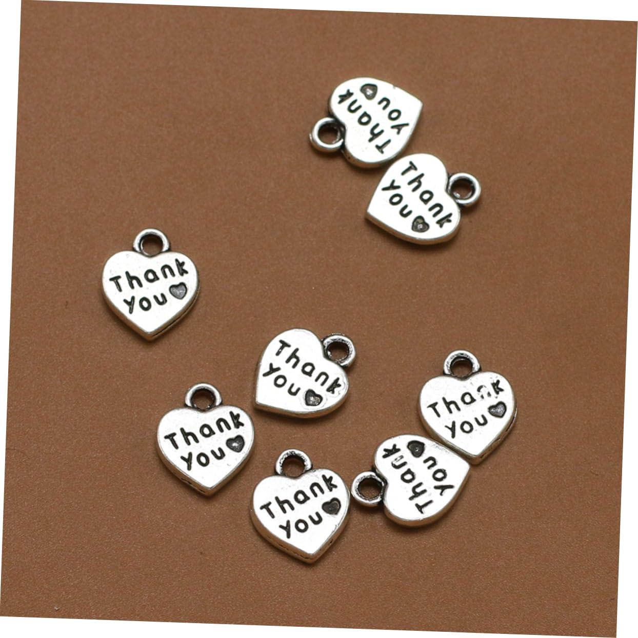 COHEALI Thank You Silver Charms Heart Shape Pendant Antique Finish Diy Jewelry Making Accessory for Necklace Bracelet Keychain Craft - Image 4