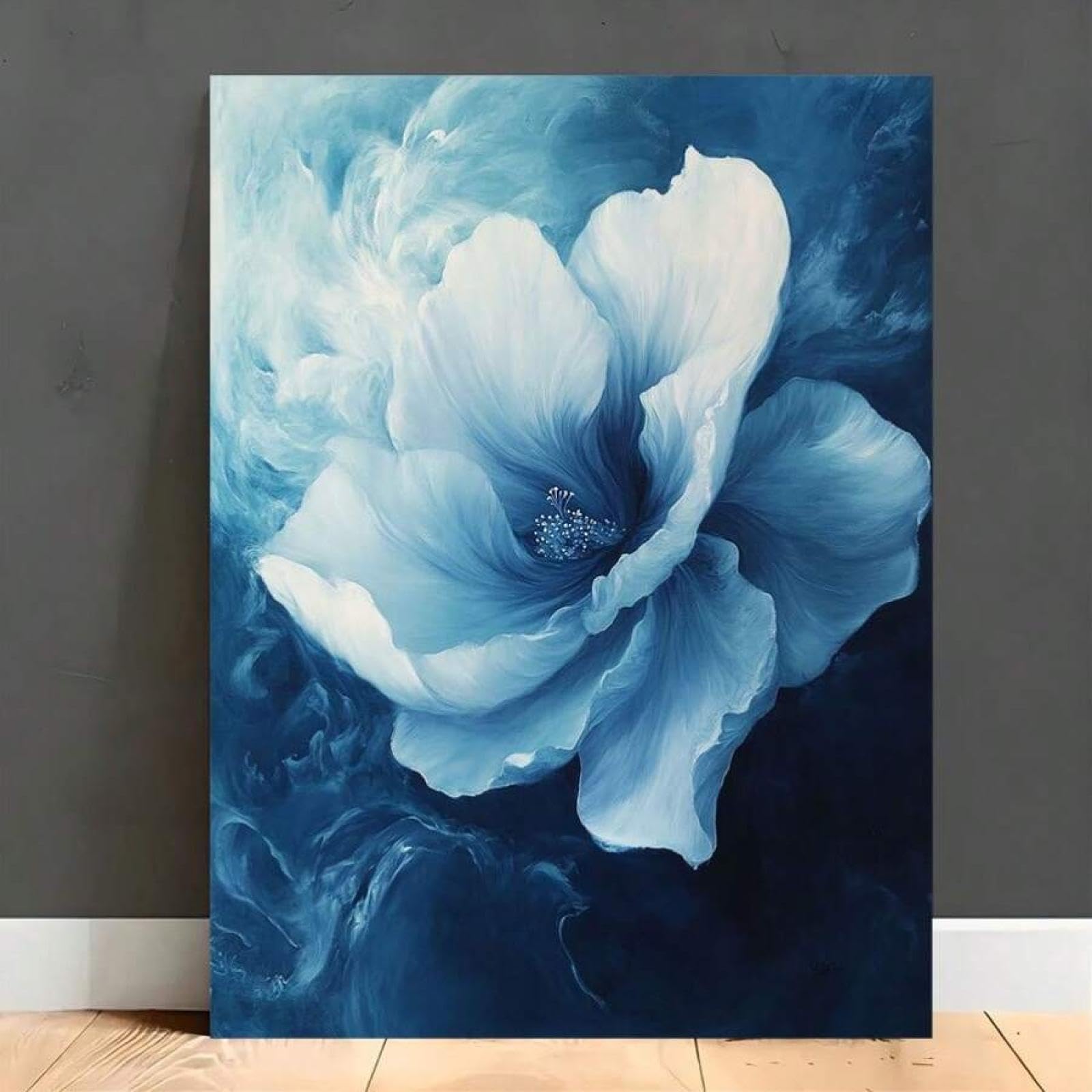 Décoration d'intérieur affiche florale bleue tableau grand format - 8