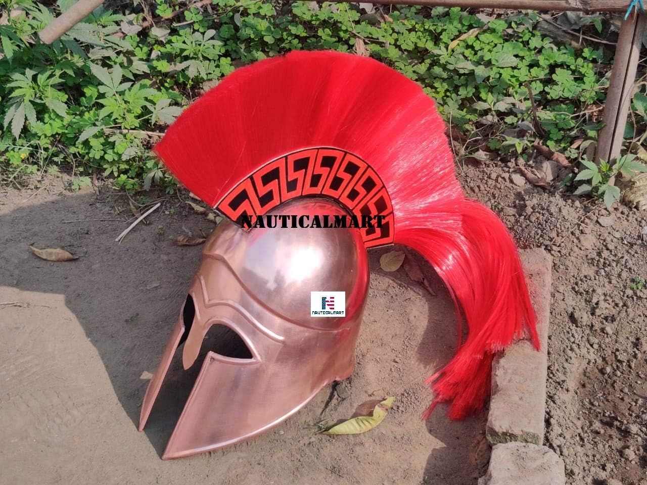 Copper Corinthian Armor Helmet With Red Plume