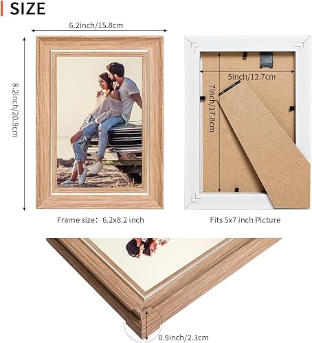 Miniatura 2 de Juego de 4 portarretratos de madera de 5 x 7 pulgadas, para mesa o pared, para fotos, pinturas, paisajes, carteles, obras de arte, color marrón