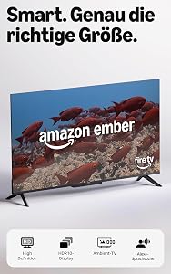 Amazon Ember 2-Serie mit Fire TV (neueste Generation), 32-Zoll-Smart-TV in HD mit Alexa-Fernbedienung, schnellem Streaming, Dolby Audio, Ambient-TV und kostenlosem Live-TV