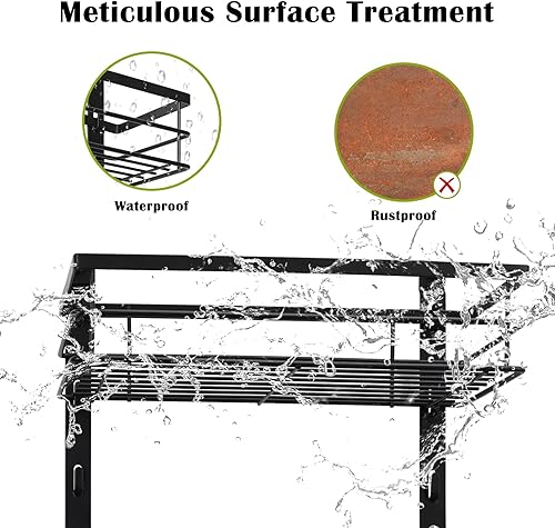 Miniatura 7 de Organizador ajustable para colgar sobre la puerta, estante organizador colgante a prueba de óxido con gancho, soporte para champú, estante