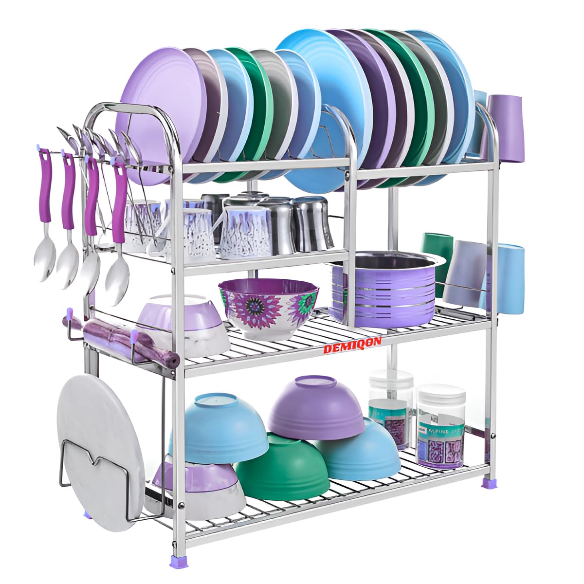 DEMIQON 24 x 24 inch Stainless Steel 4 Shelf Kitchen Rack | Bartan Rack | Dish Rack | Plate & Cutlery Stand/Kitchen Storage Rack (B0DGTYY75C) Amazon Price History, Amazon Price Tracker