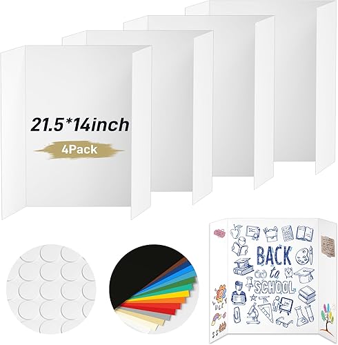 Miniatura 17 de 4 tableros de póster triple, tablero de póster de 26 x 17 pulgadas con cintas de doble cara y cartón, tablero corrugado de presentación/exhibición 4