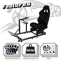 Vista 3 de Dardoo Racing Simulator Cockpit Frame with Blackseat Racing Wheel Stand Fits Logitech G923 G29 G920 Thrustmaster Fanatec Adjustable with Support