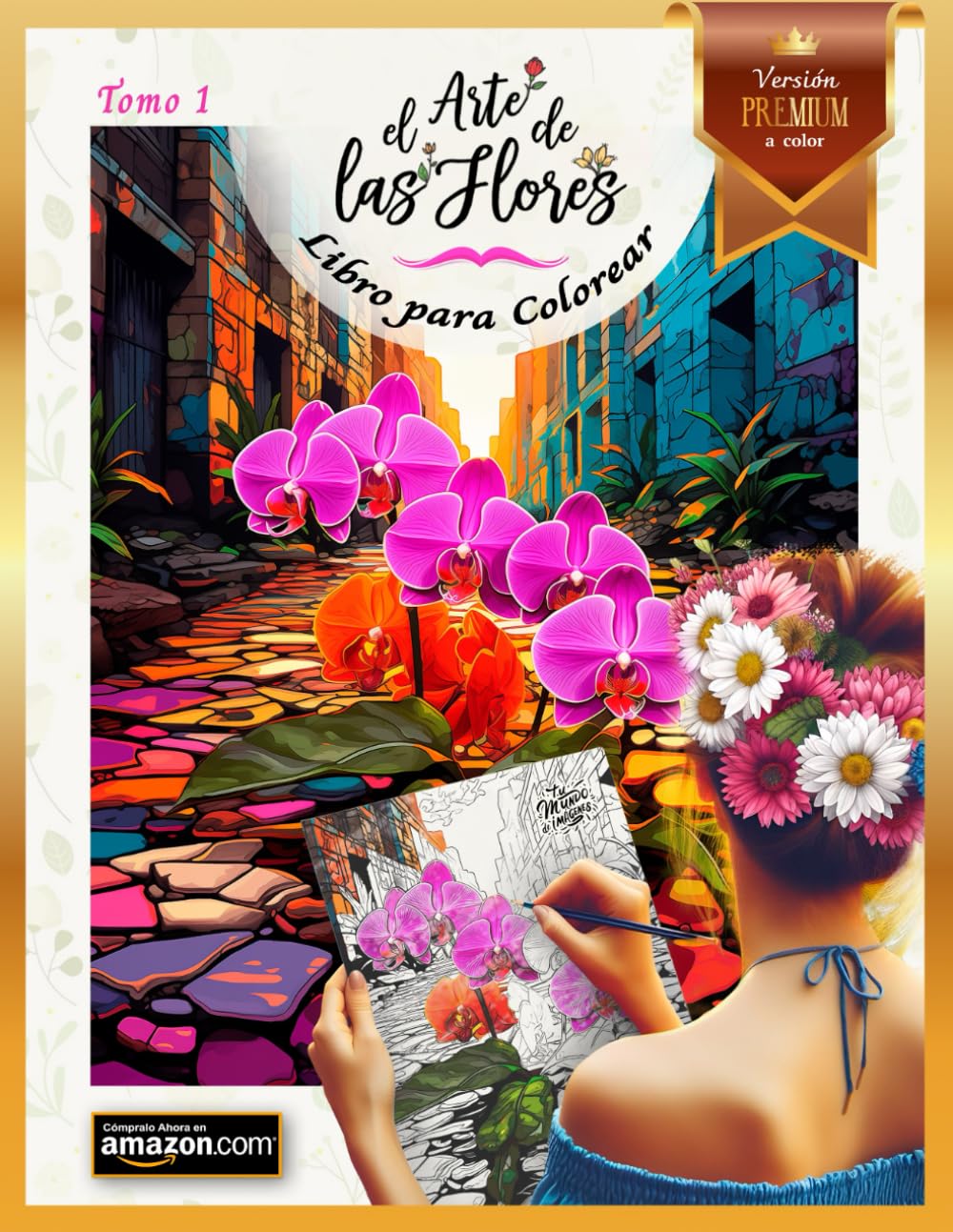 Livre de coloriage fleurs adulte avec modèle couleur miroir art thérapie