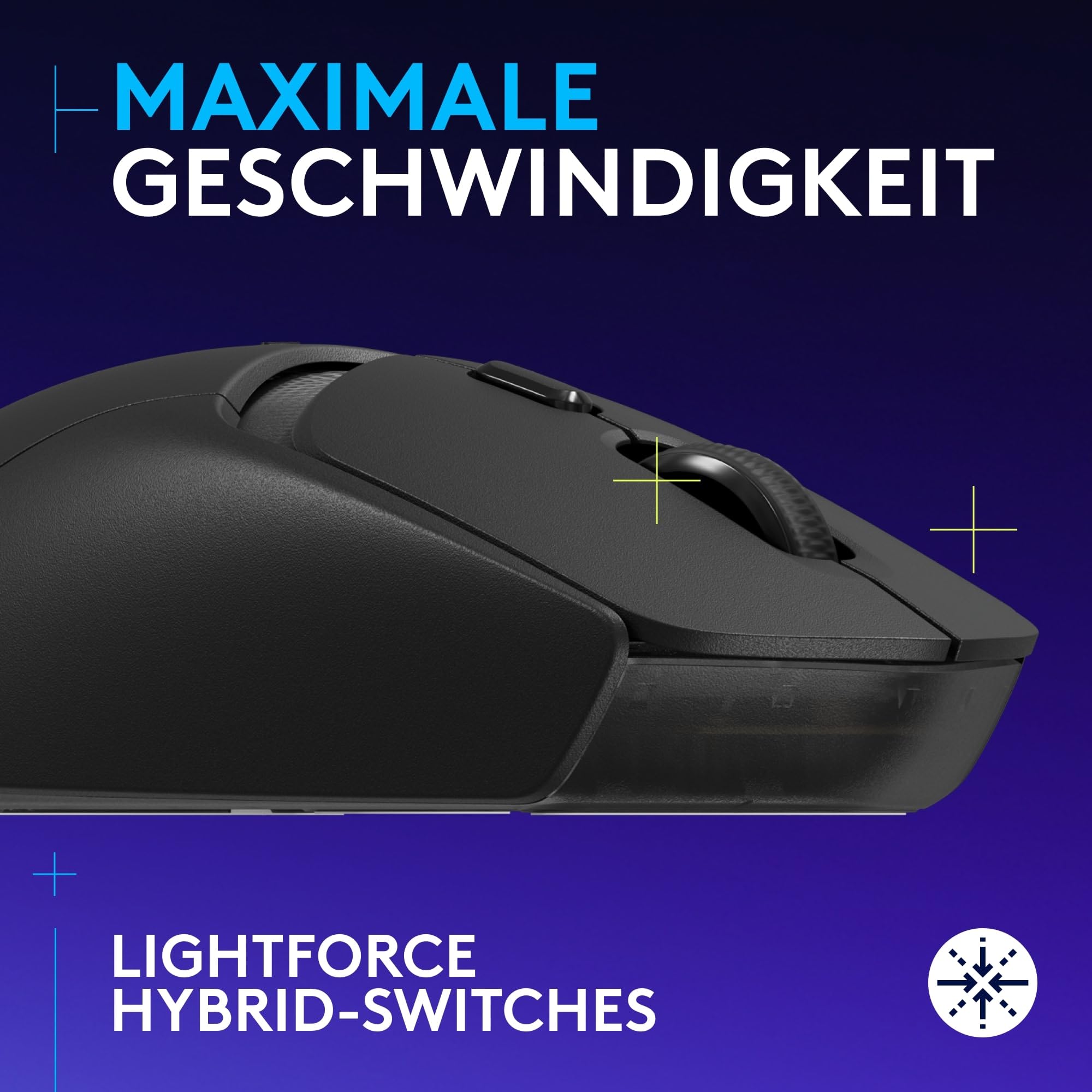 Logitech G G309 LIGHTSPEED kabellose Gaming-Maus | Leicht, LIGHTFORCE-Hybridschalter, HERO 25K-Sensor, >300h Akku (AA), 6 programmierbare Tasten, PC/Mac - Schwarz