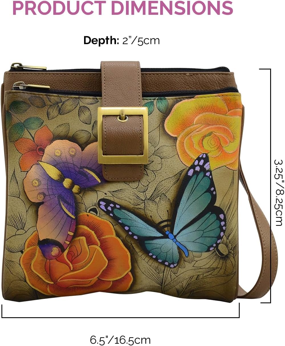 Anna by Anuschka Genuine Leather Travel Organizer, Triple Compartment - Hand-Painted Original Artwork | Genuine Leather, Hand-Painted, Original Artwork