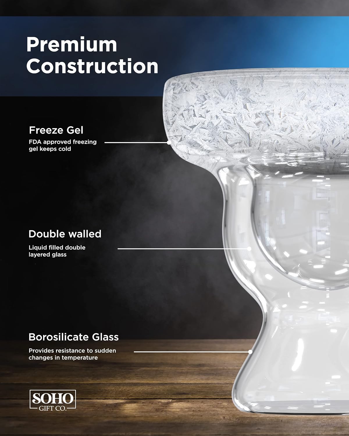 GALVANOX SoHo Margarita Glass Best Friend Gift for Women, 12oz Insulated Double Walled Frozen Drinking Stemless Cup (Keeps Drink Iced Cold) (Gift Boxed) - Image 4