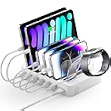 Unitek Fast Charging Station for Multiple Devices, 60W 6 Ports Charging Dock with QC 3.0, USB Charging Station Organizer with 7 Short Charging Cables for Phones, Tablets, and Other Electronics