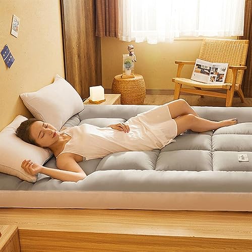 Miniatura 4 de Wan-b Futon - Cubrecolchón de tamaño matrimonial, colchón de tatami suave, colchón de suelo de futón japonés Shiki, almohadilla de dormir plegable