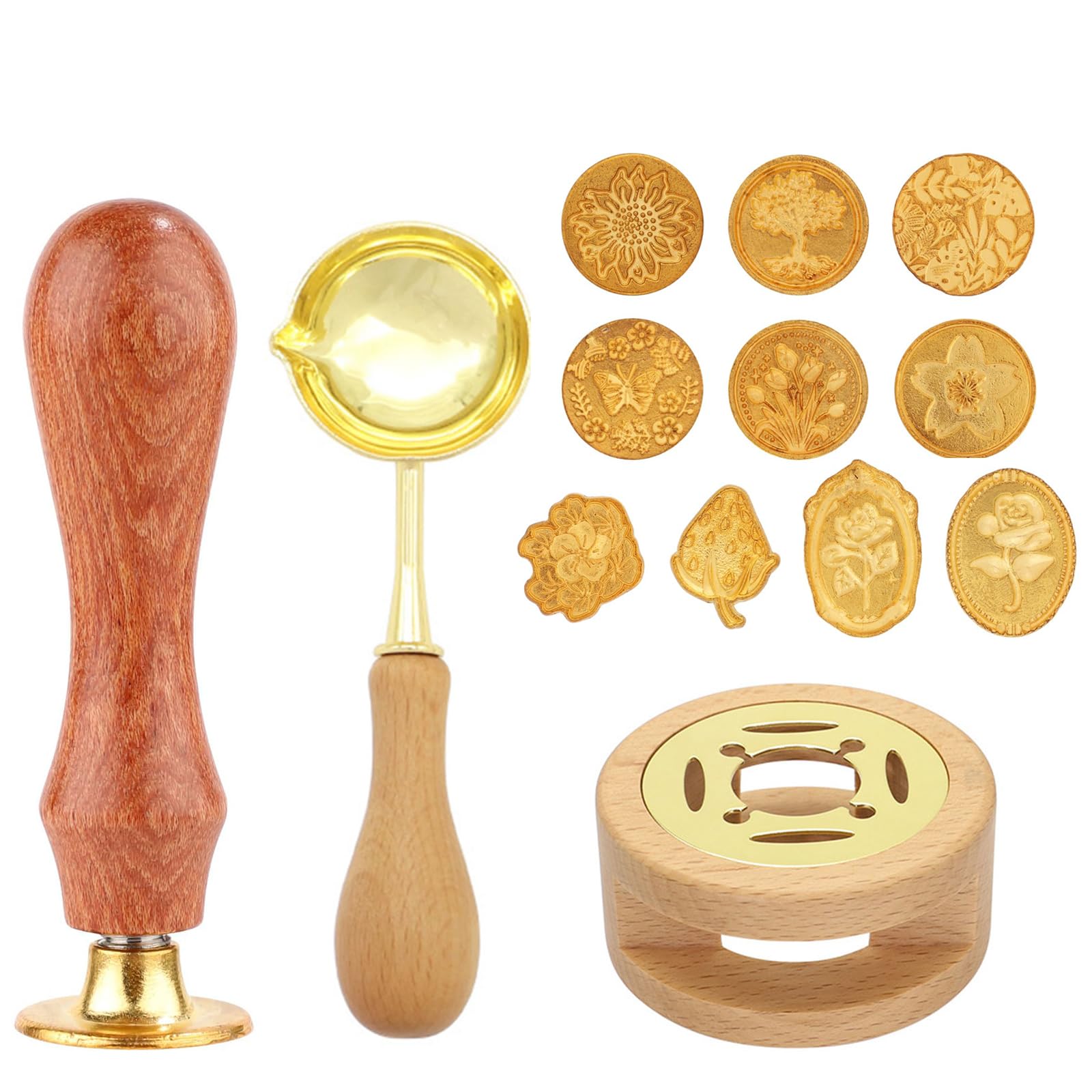 Kit de Cachet de Cire, Tampon Cachet de Cire, Cuillère à Fondre, 10 Styles