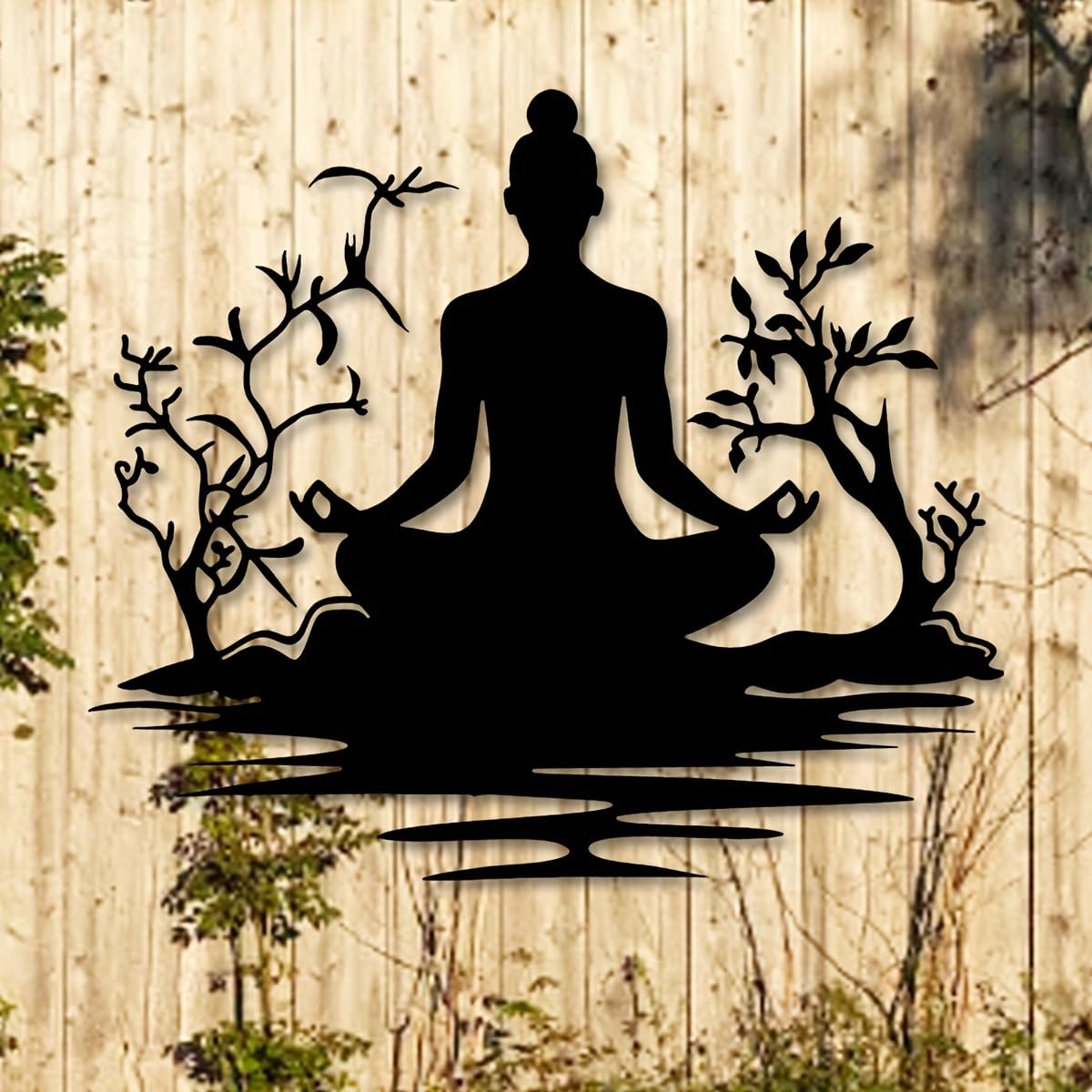 Decoración de pared abstracta contemporánea de metal, estatua de Buda para meditación zen, arte de 15.7 x 14 pulgadas, chakra para yoga y espacios, escultura para exteriores/interiores, hogar, of