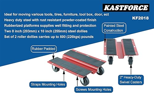 Miniatura 3 de Kit de rodillos utilitarios de acero de 8 x 10 pulgadas, carrito de motos de nieve, material mover KF2018