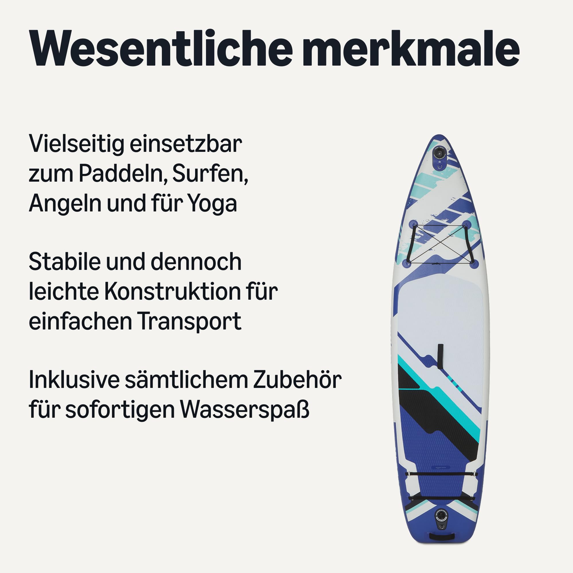 Amazon Basics Stand Up Paddleboard mit komplettem Zubehörset, 335 cm x 84 cm, Blau