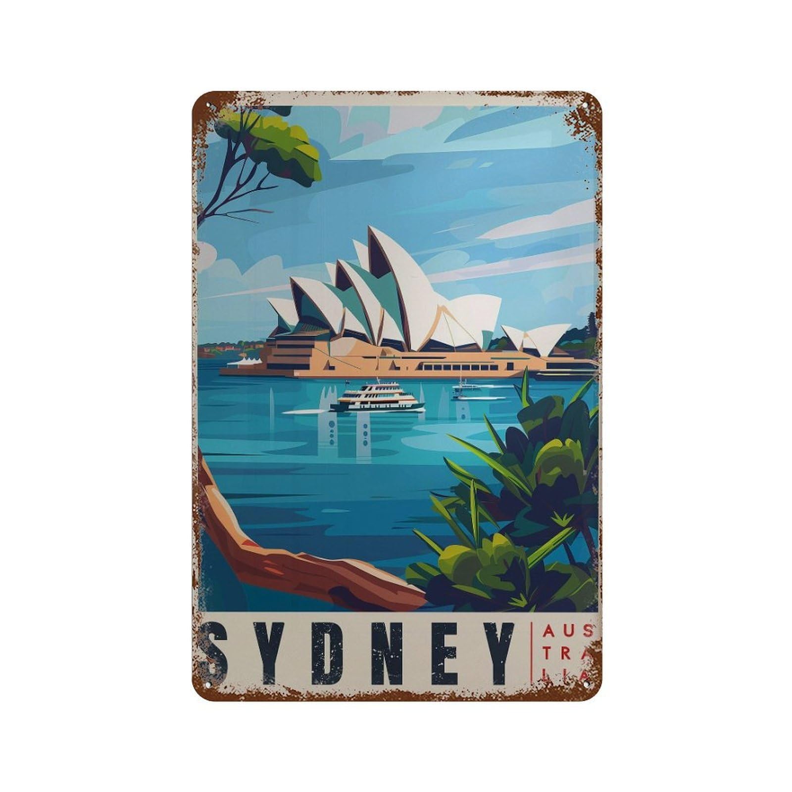 xiaoxiaoshen Sydney Travel Classic Australia Wall Decor Art Metal Tin Poster Modern Home Decor Art Home Bar Shop Decorations Vintage Sign 30x20cm