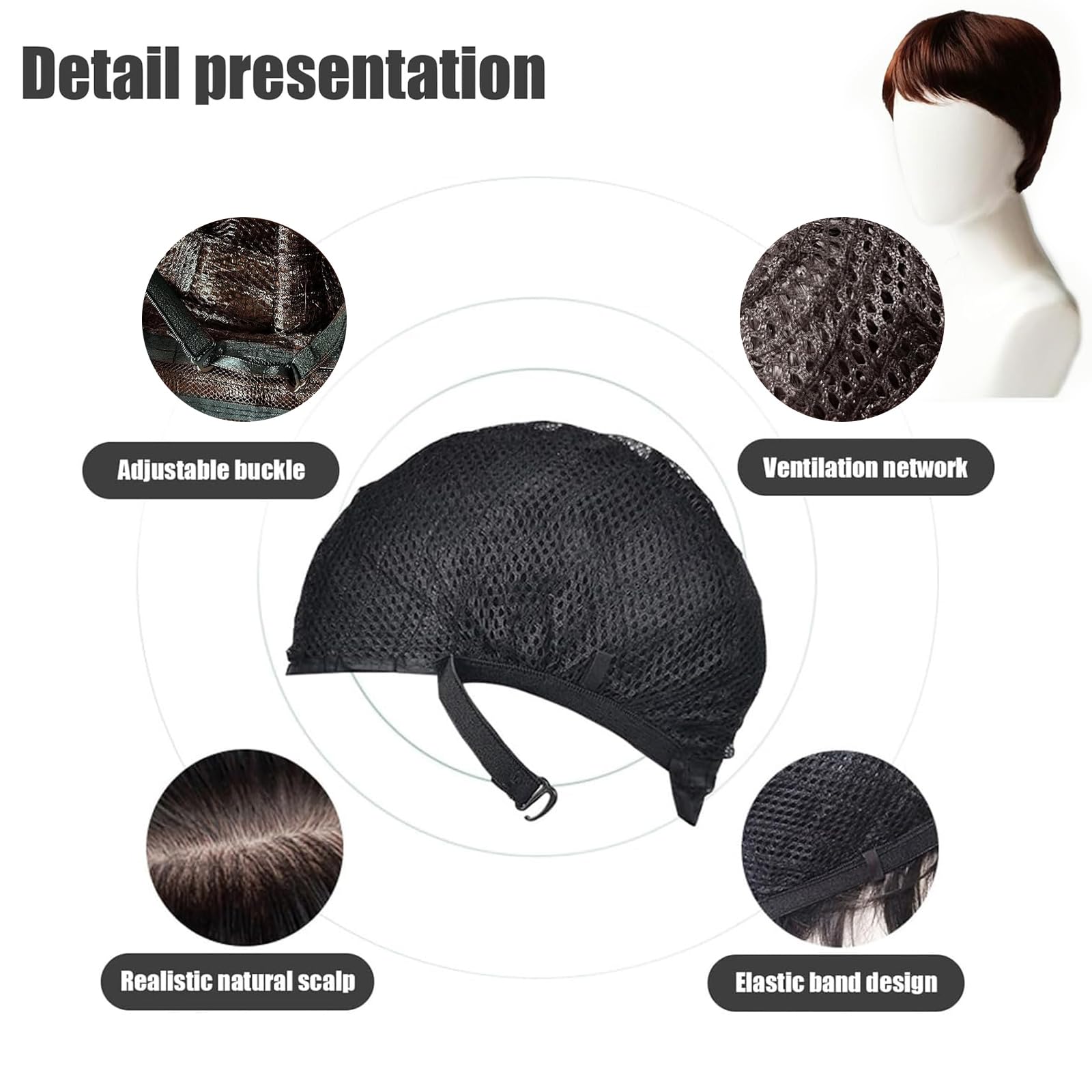 Short Brown Wig for Men - Daily Costume with Adjustable Straps for Fancy Dress Cosplay, Halloween - Image 4