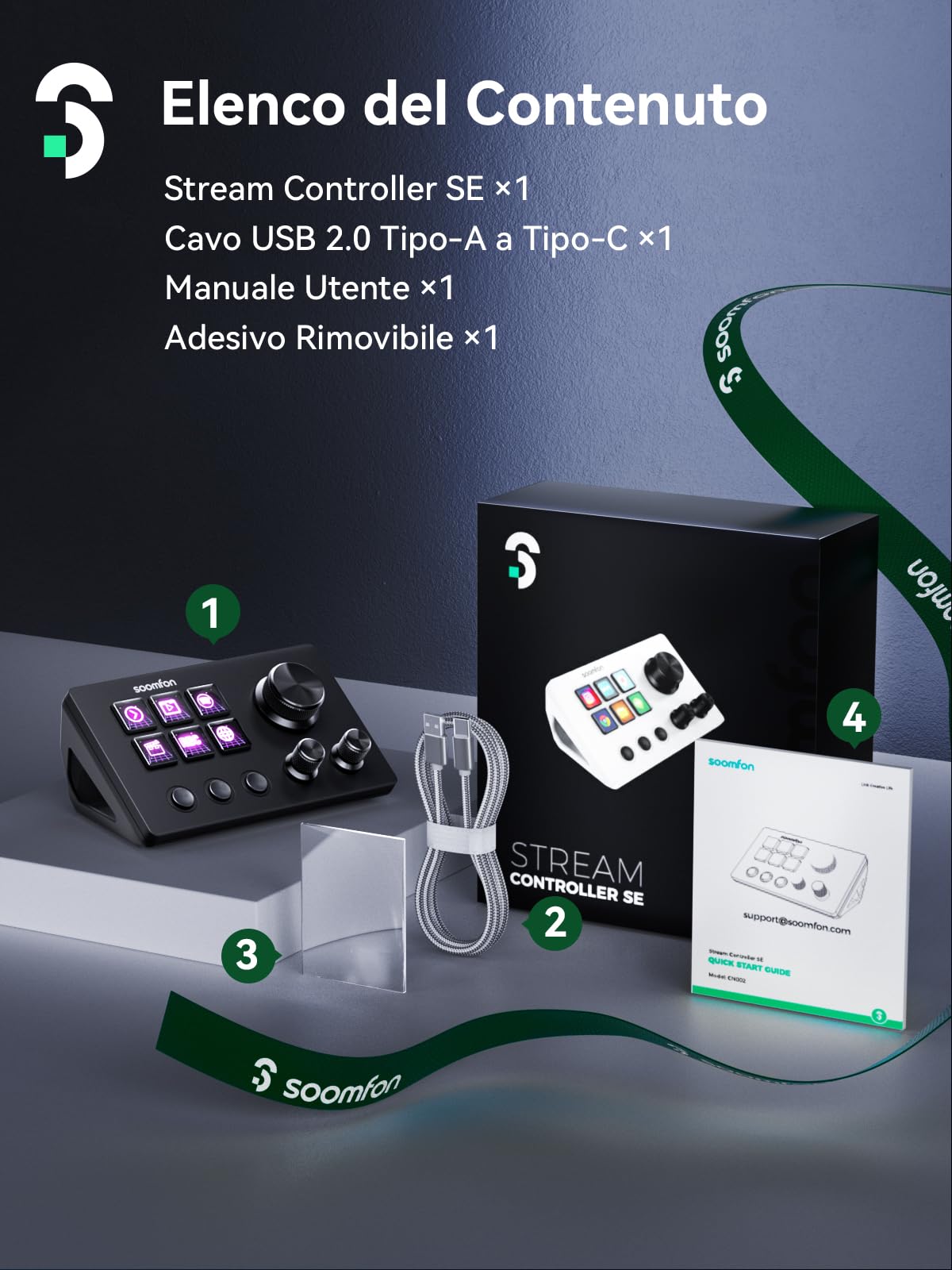 SOOMFON Stream Controller SE, 6 Tasti Macro LCD, 3 Manopole & Tasti Scena | Per Mac/Win, Stream Studio Deck con OBS, Twitch, PS, Word, Excel, Zoom e altre app, per Streaming Gaming Lavoro Creatività