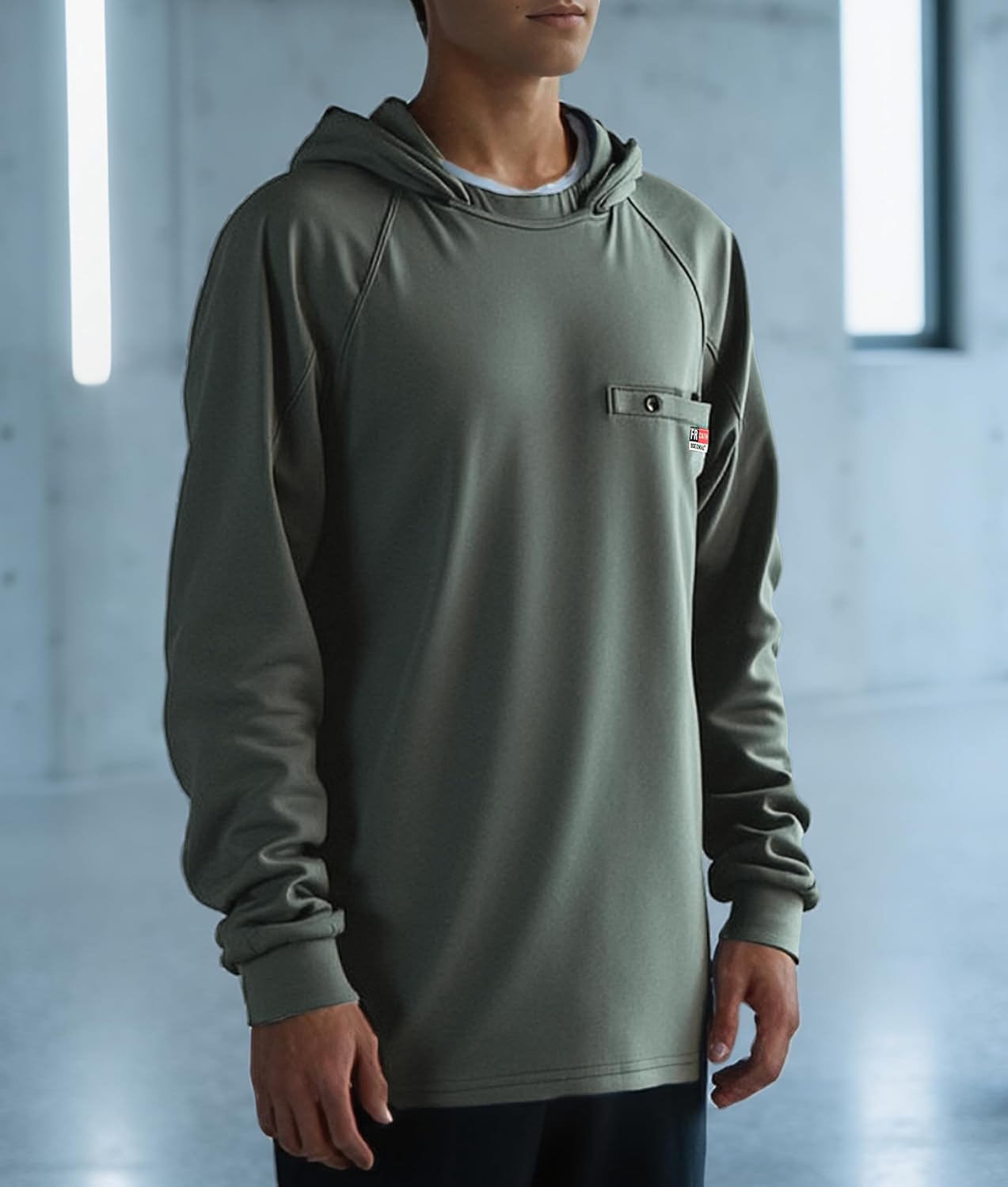 BOCOMAL FR Hoodie Shirt 5.5oz Lightweight Flame Resistant Work Shirt Long Sleeve NFPA 2112 CAT2 - Image 2
