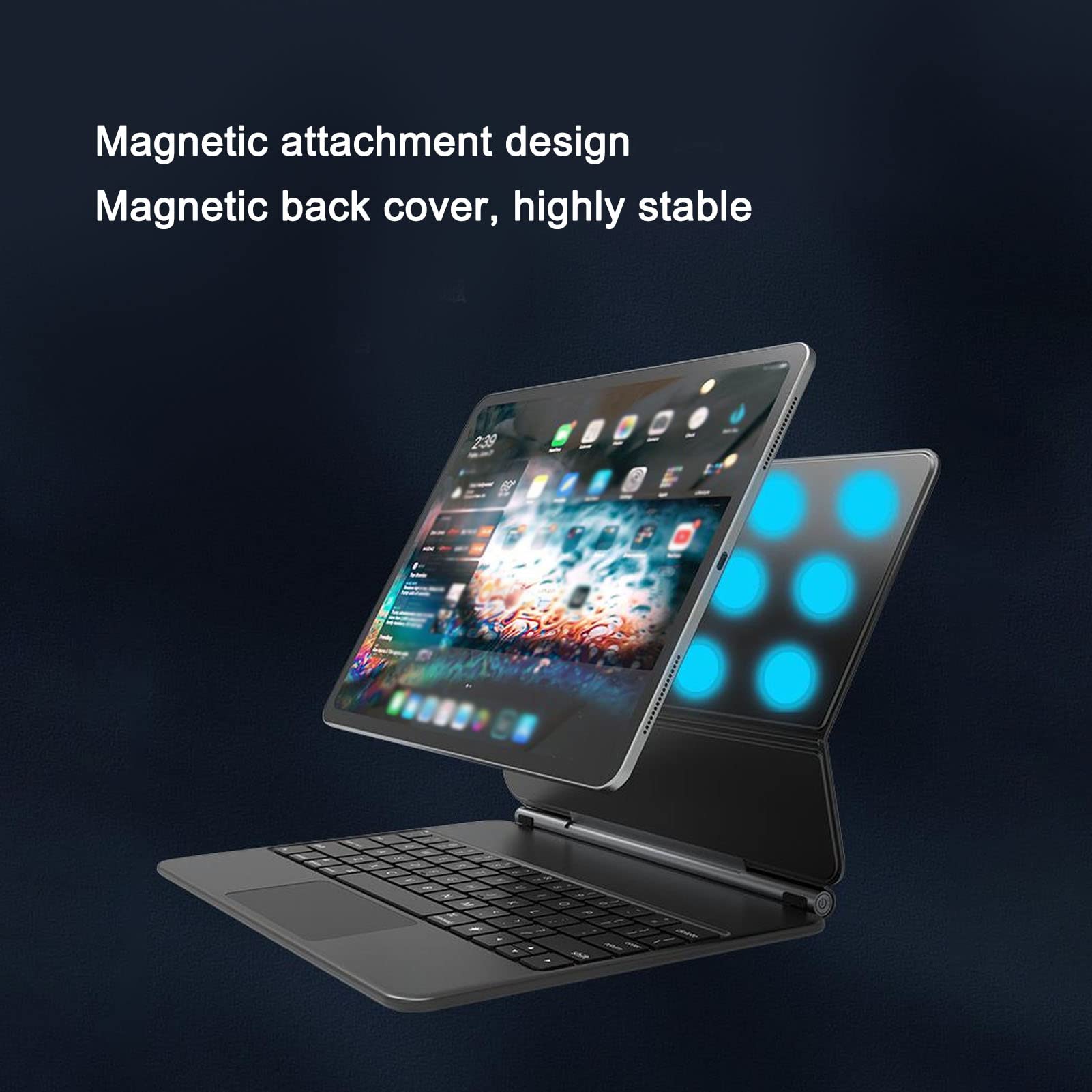 Denash W Przypadku Tabletu IOS 12.9, Pudełko Klawiatury Backhostic Maghostic Backhoes Mántauch Trackpad (BLACK)