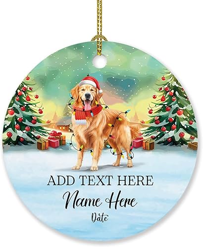 Adorno de Navidad personalizado Golden Retriever 2023, adorno de perro Golden Retriever para mascota, nombre personalizado, adorno de perro Golden