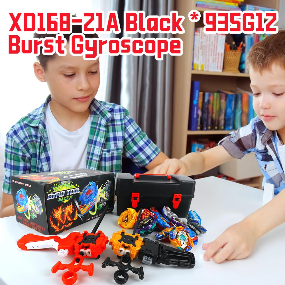 Bey Toupie Blade Burst Set, 12in1 Toupie Metal Fusion avec Lanceur, BeyToupie avec Boîte, Tops de Combat Toupies, Toupies Vitesse Gyro Métal Combat ToupieEnsemble pour Filles et Garçons