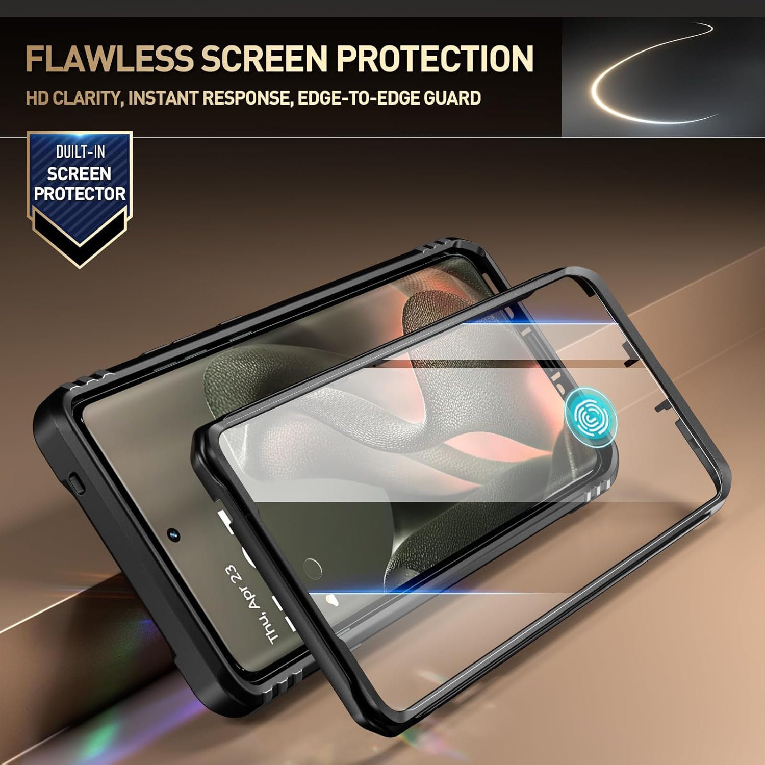 Poetic Revolution Case for Motorola Moto Edge 2025 [Not for 2024 Version], [Slide Camera Cover], Full-Body Military Grade Rugged Shockproof Cover with Kickstand and Built-in-Screen Protector, Black