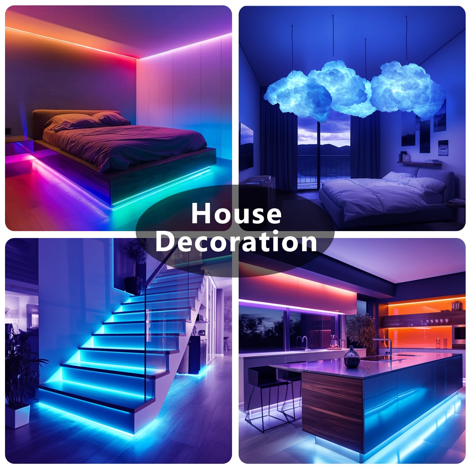 DAYBETTER LED Strip Lights 110ft, Smart Lighting Strips with App Remote Control, RGB Music Sync Color Changing Lights for Bedroom Kitchen Party Home Decor(1 Roll)