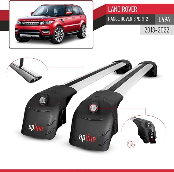 RE&AR Tuning Compatible with Land Rover Range Rover Sport 2 (L494) 2014-2022 ACE-2 Cross Bar Car Top Luggage Carrier Rails Roof Racks Grey Aluminium 2 Bars