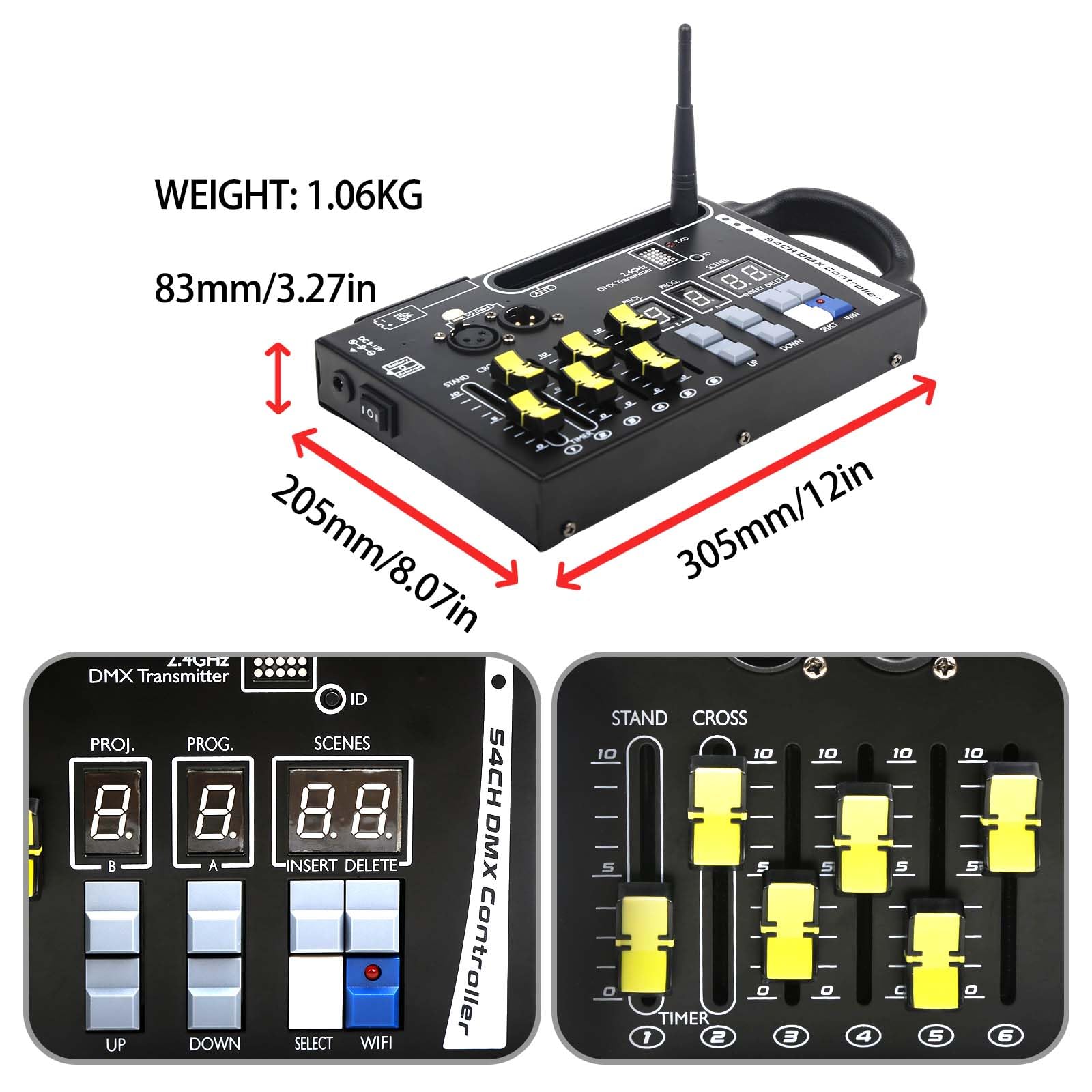 DMX512 - Console luminoso, controller DMX a 54 canali, compatibile con ricevitori radio DMX512