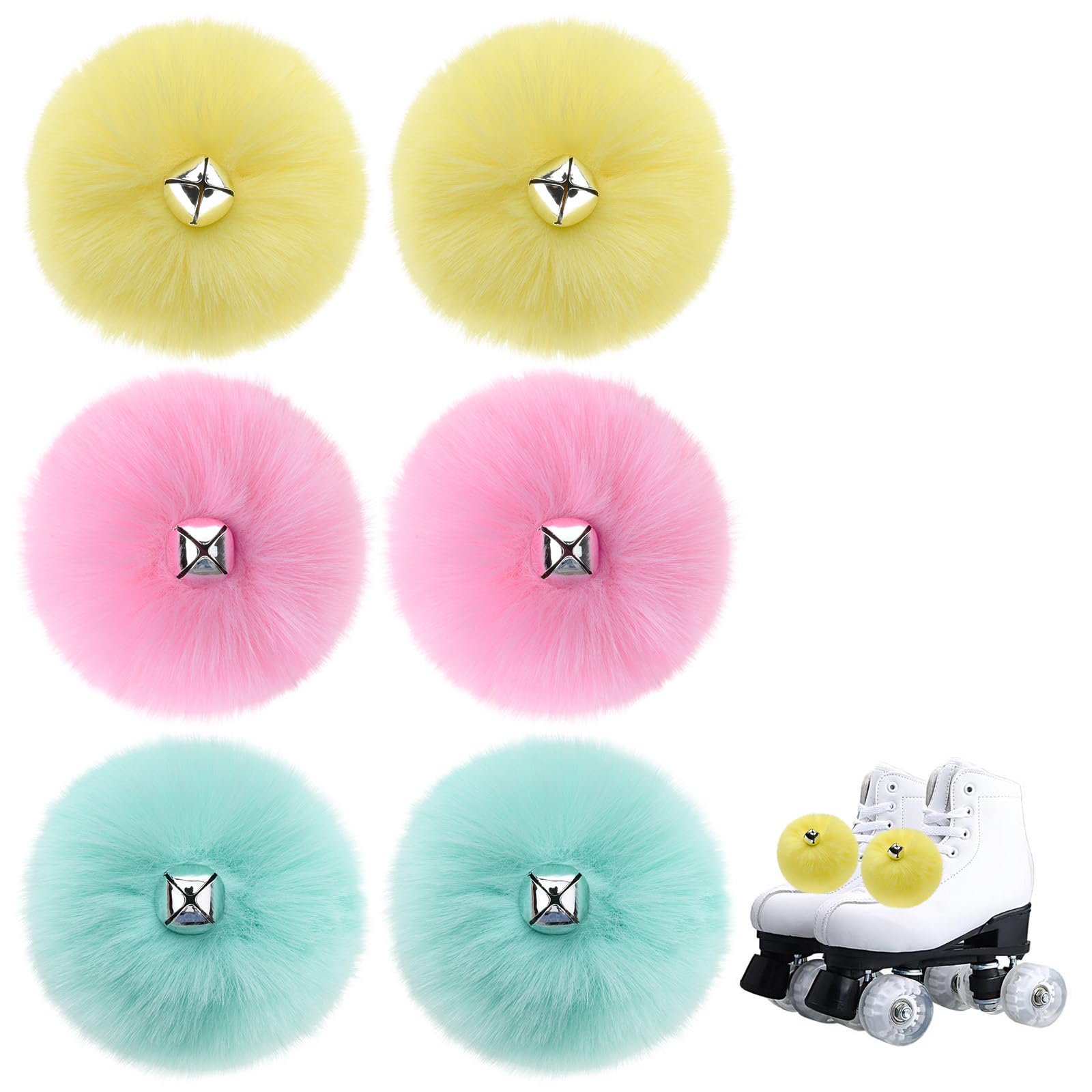 Cosmos 3 Pairs Roller Skate Pom Poms with Bells Tieon