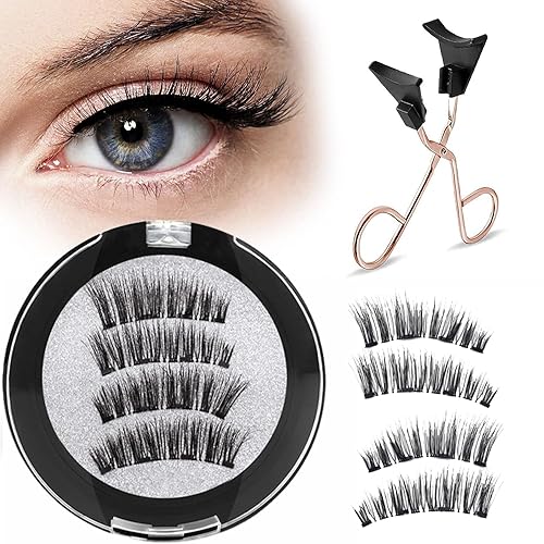 Miniatura 2 de Cuatro pestañas postizas de succión magnética no necesitan lápiz delineador de ojos, no necesitan pegamento, aspecto natural, ligero, fácil de