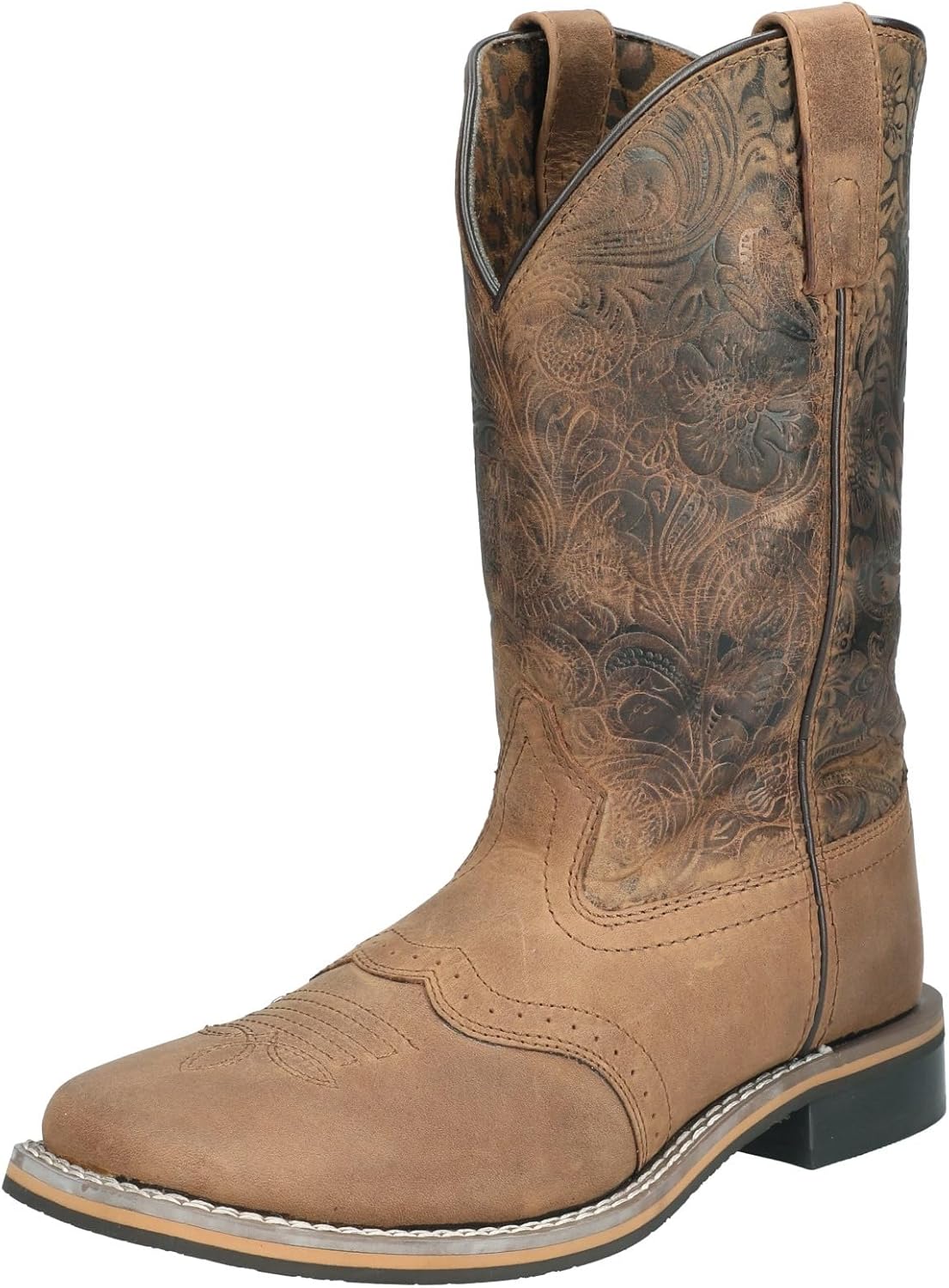 Smoky Mountain Boots | Brandy Series | Women’s Western Boot | 10-Inch Height | Square Toe | Rubber Sole & Block Heel | Tricot Lining & Leather Upper | Steel Shank | Brown Oil Distress/Brown