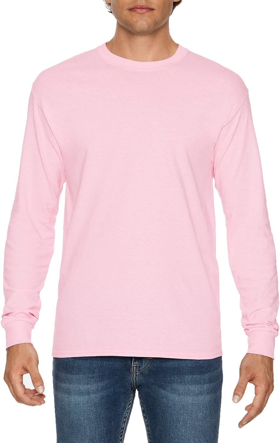 Gildan Adult Heavy Cotton 5.3 oz. Long-Sleeve T-Shirt L Light Pink