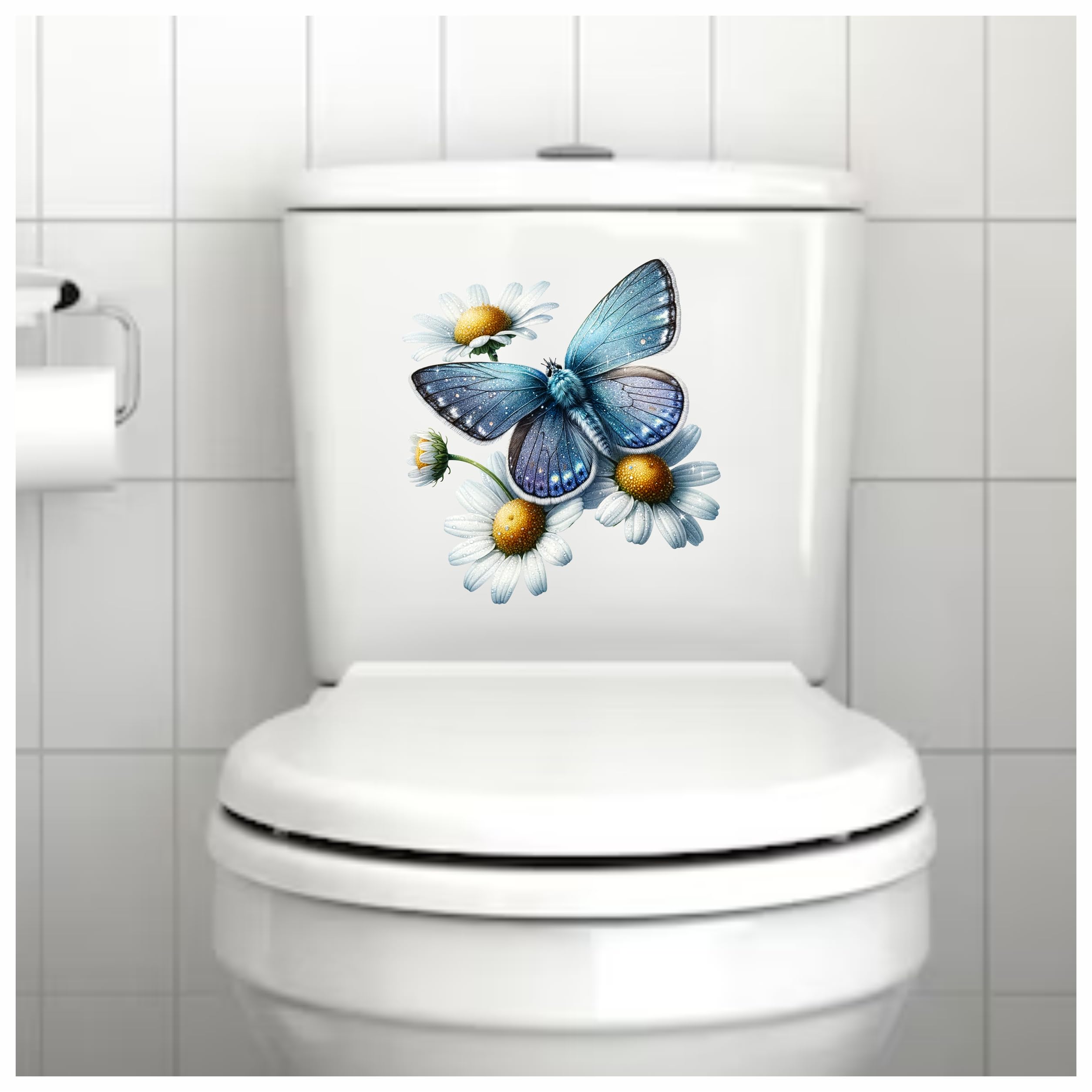 Butterfly Daisy Flower Vinyl Stickers, Cover up Marks, Multi-Purpose Ideal for Phone Cups, Tile, Toilet, Car, Laptop - Image 3
