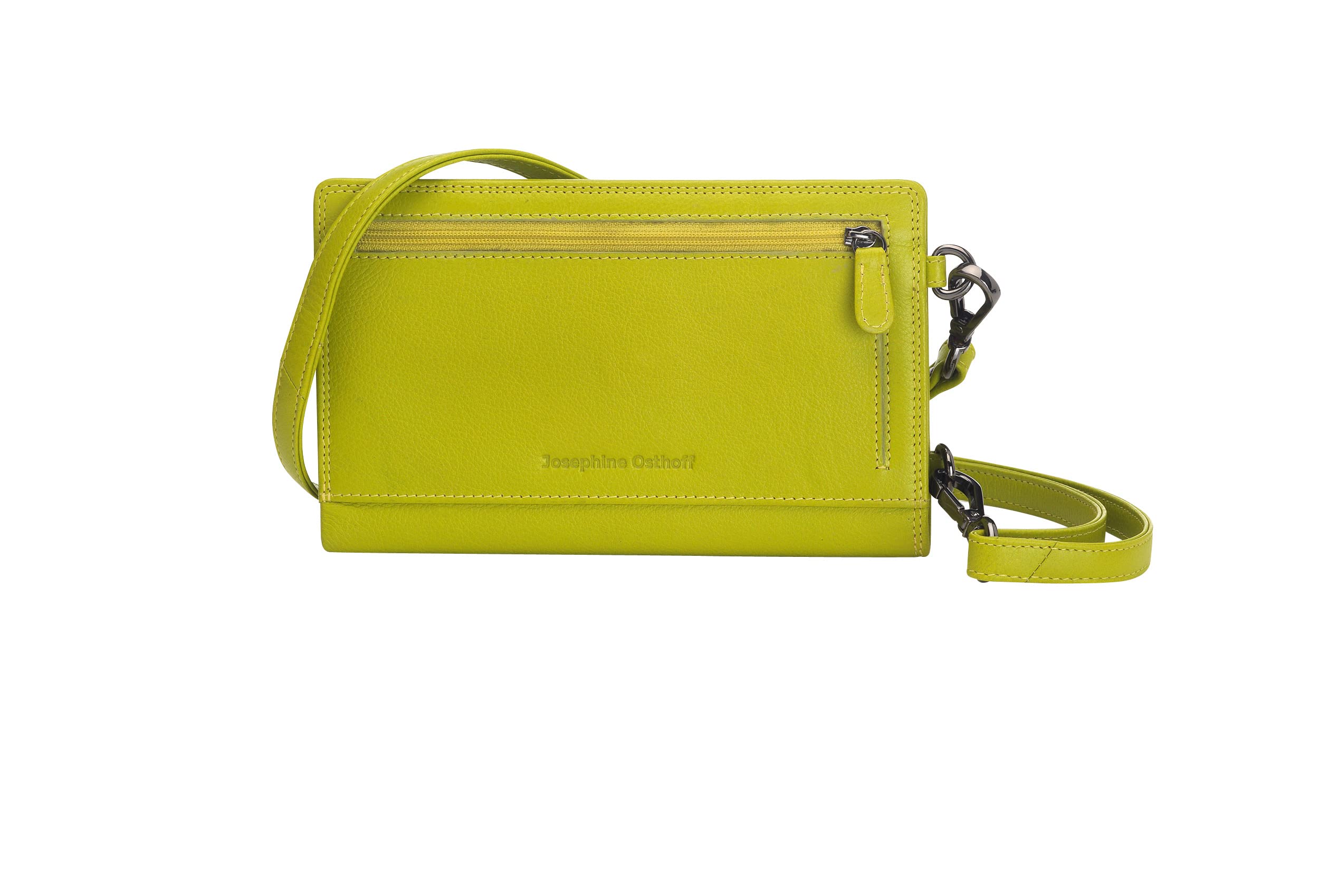 München etui na telefon komórkowy do zawieszenia z portfelem z prawdziwej skóry z ochroną RFID, Limone, 18 x 12 x 3,5 cm