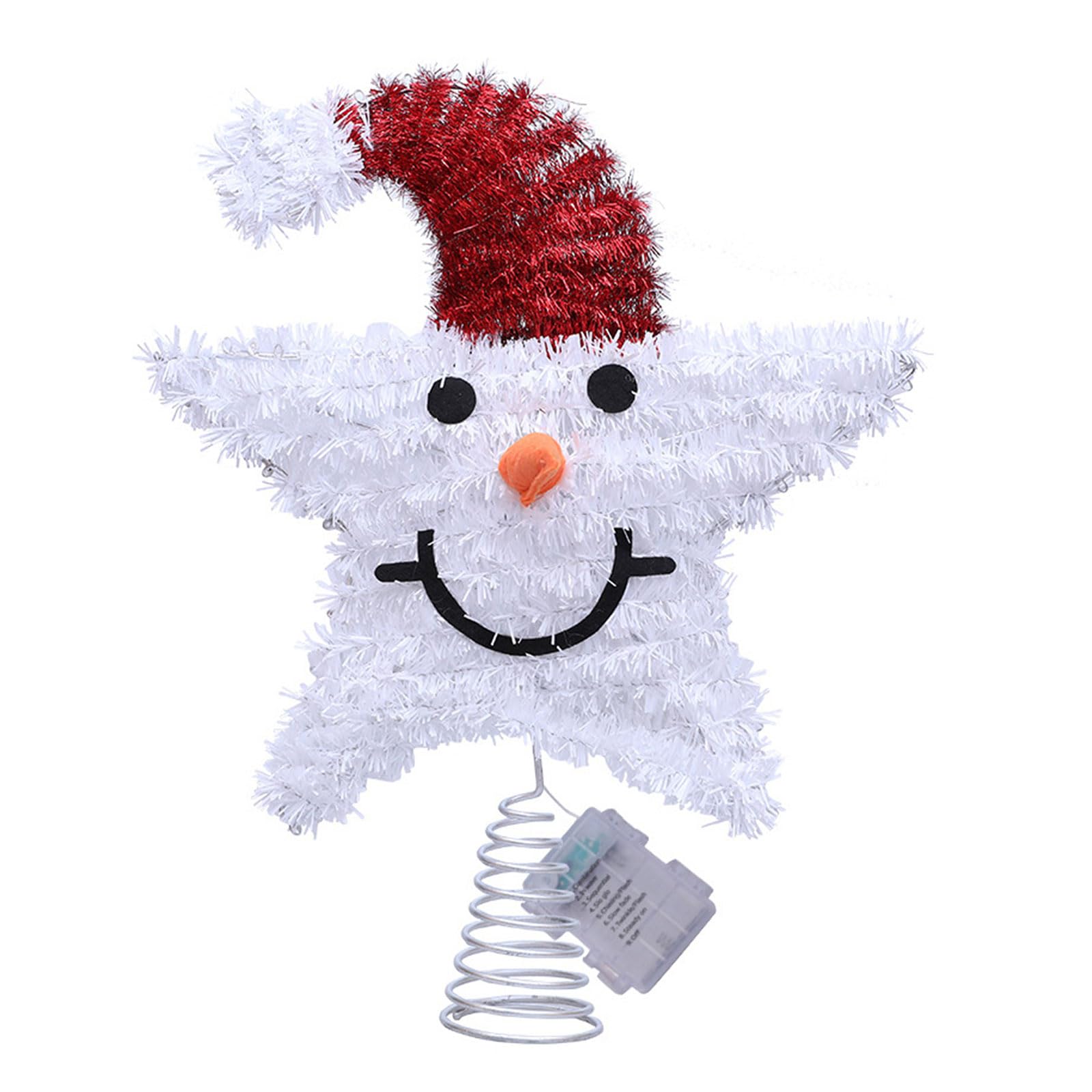 Holiday Snowman Star Tree Toppers Warm Glowing Iron Decoration Festival Table Centerpieces Christmas Snowman Star Shape Tree Toppers