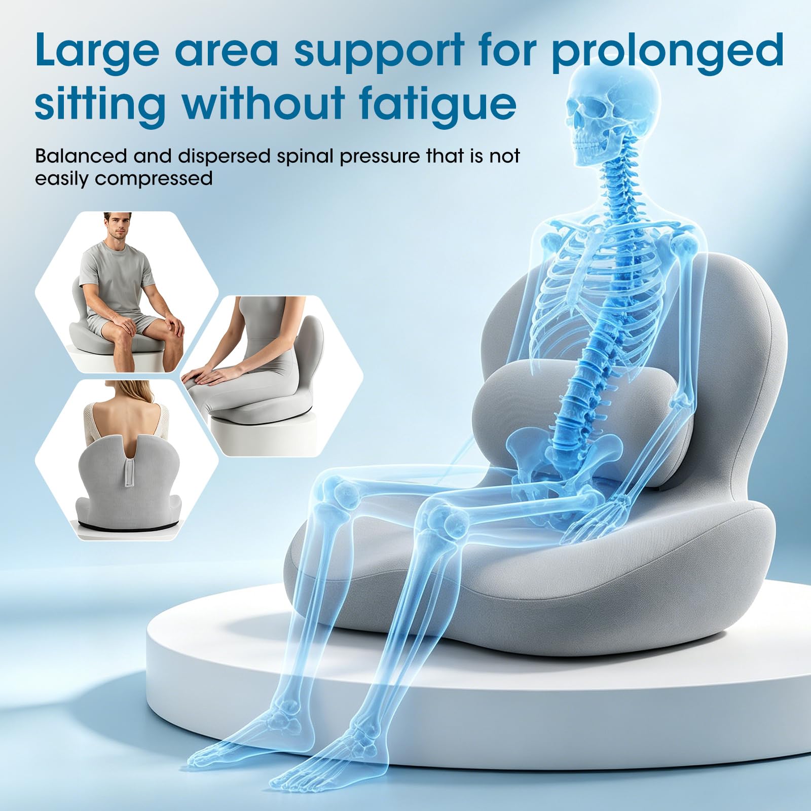 Coussin d'assise orthopédique 2 en 1 avec dossier, coussin d'assise ergonomique, chaise de bureau et voiture, pour soulager la pression en cas de douleurs au coccyx, support lombaire en