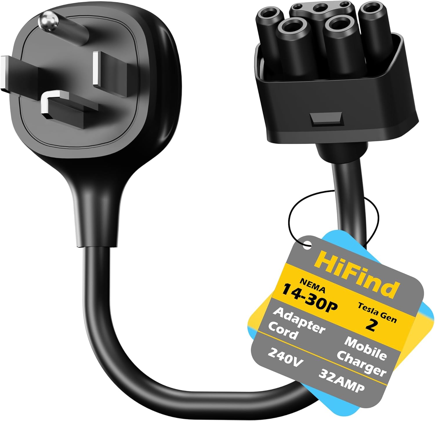 NEMA 14-30 Adapter for Tesla Gen 2 Mobile Charger 1 Ft, Connect Tesla Portable Charger to 14-30 Plug 240/250V Outlet 32Amp Fast Charging for EV, Model S/3/X/Y, Safe & Durable, ETL, Black