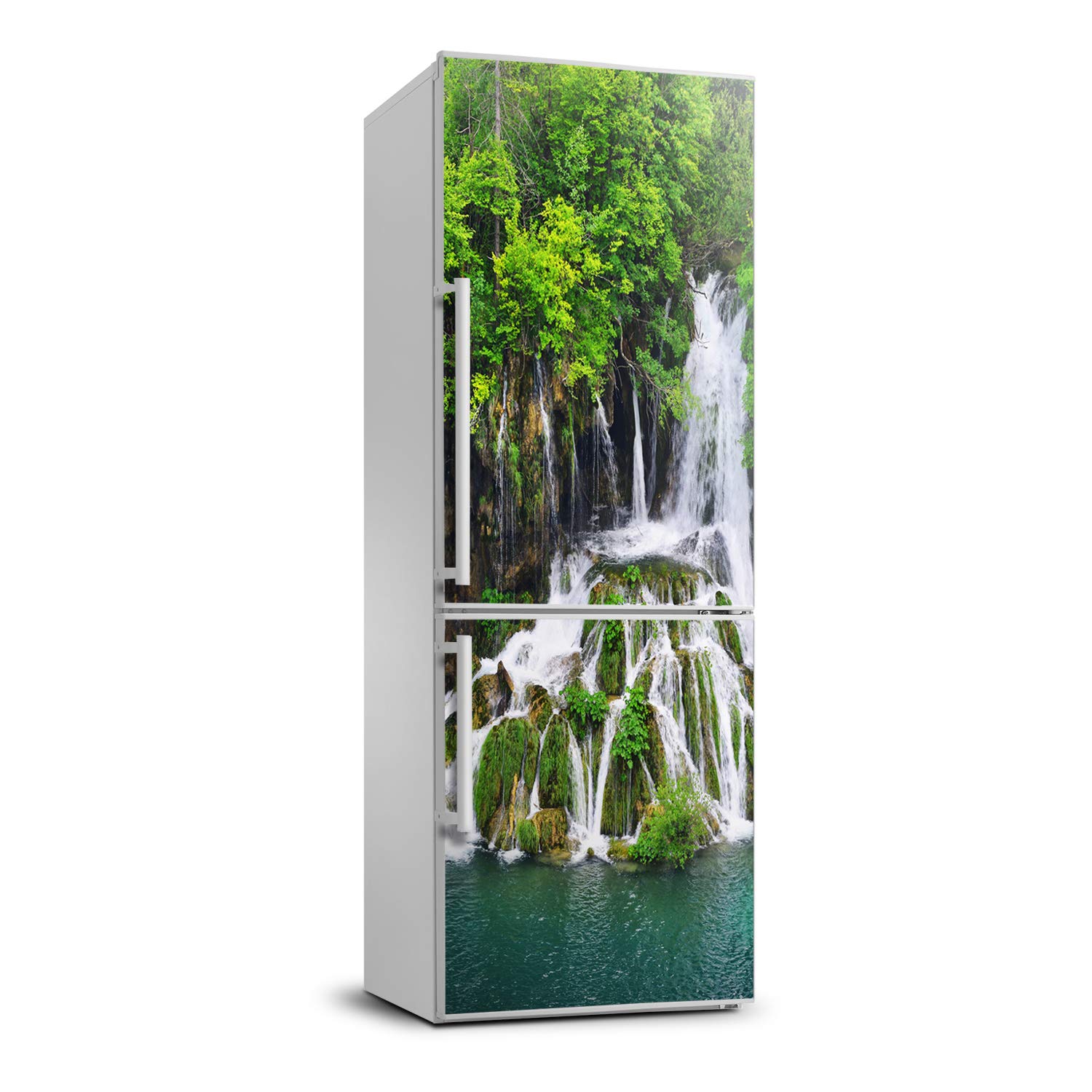 Autocollant frigo 60x180cm sticker réfrigérateur déco paysage cascade
