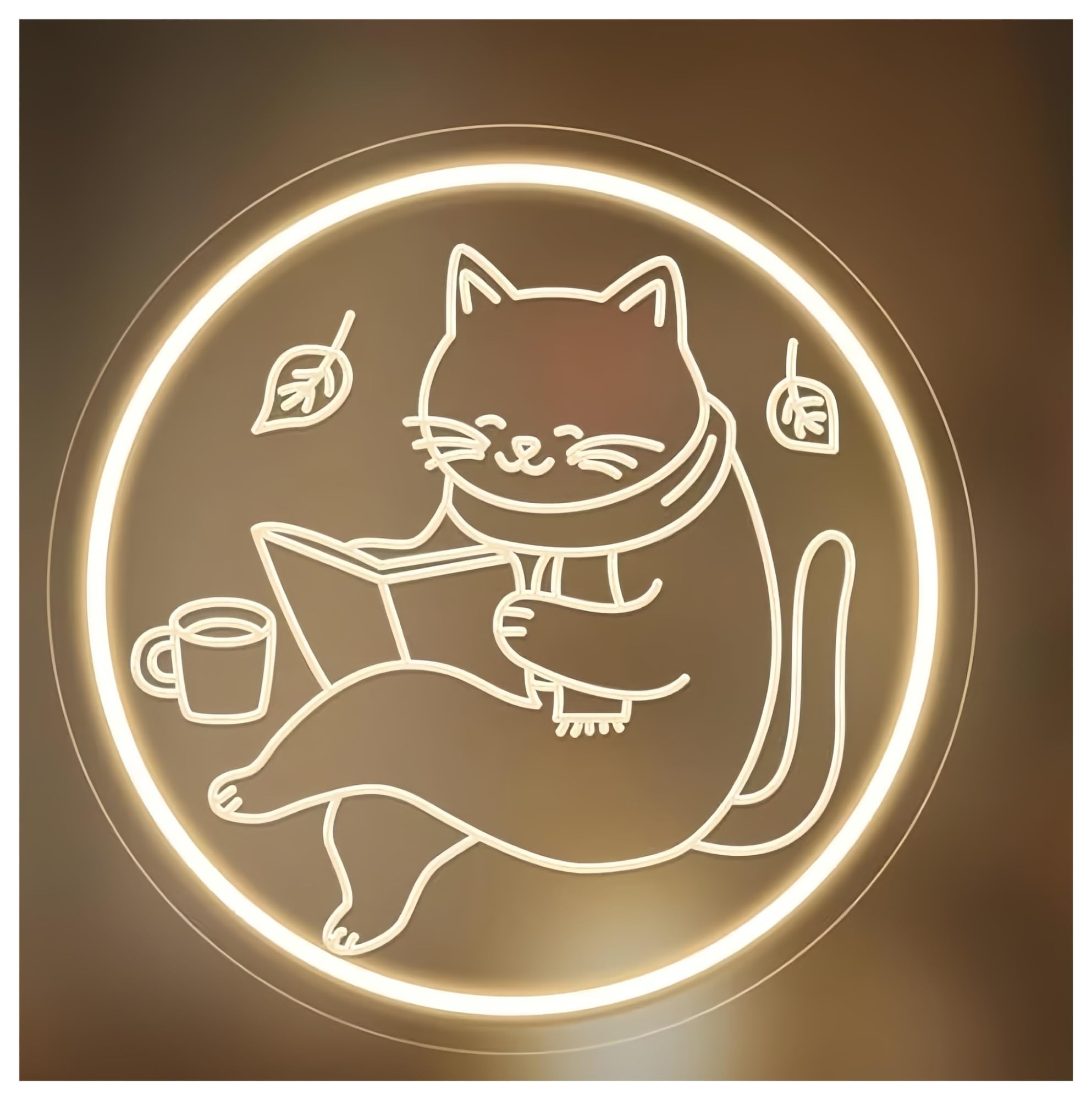 SHOUXI Sign Lamp Cat Neon Signs,Cool Reading Cat Dimmable Signs for Bedroom Wall Decor(45cm)